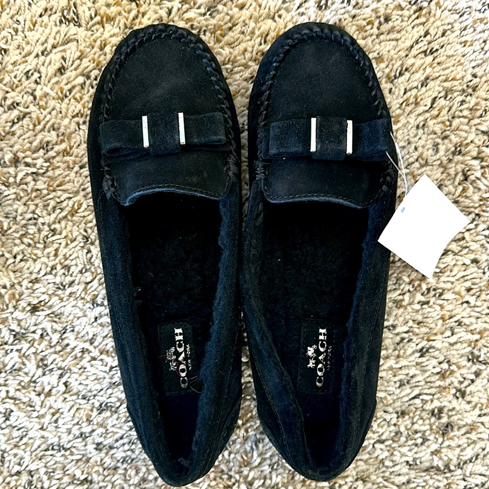 Coach Q6152 Women's Black Alisha Suede Leather Moccasin/Loafers, Size 9B